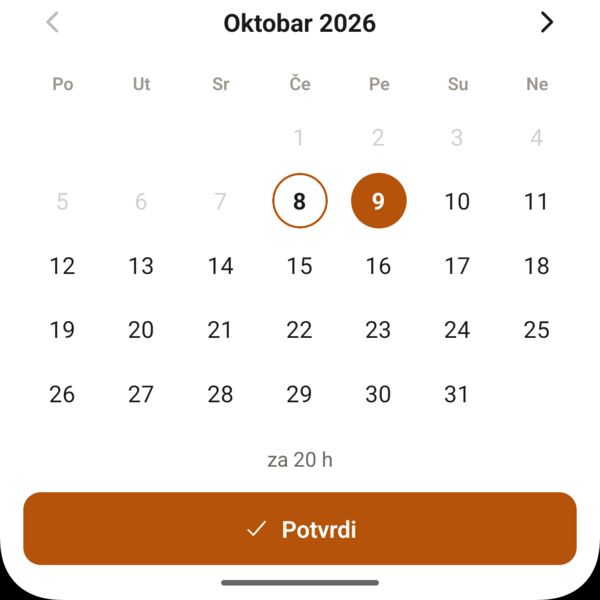 Izbor dana i vremena podsetnika u kalendaru aplikacije SayPin